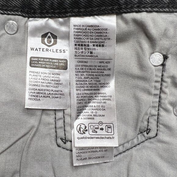 Levis Premium Womens 501 90s Denim Jean Shorts Mid Thigh Rise Long Black Gray - Picture 14 of 16